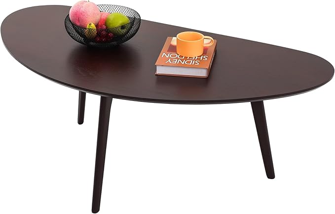 FIRMINANA Mid Century Modern Coffee Table, Large Oval Small Mangotop Coffee by Unknown