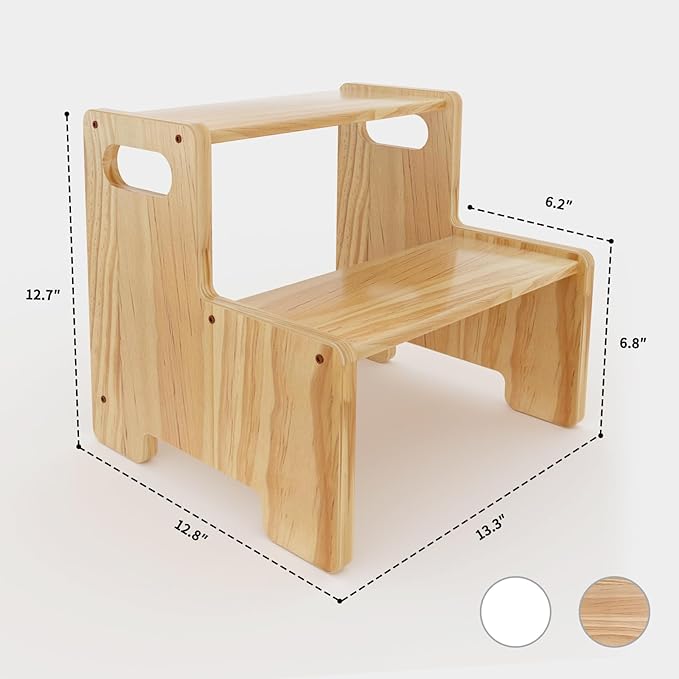 Wooden Step Stool, Two Stepping Stool - Image 3