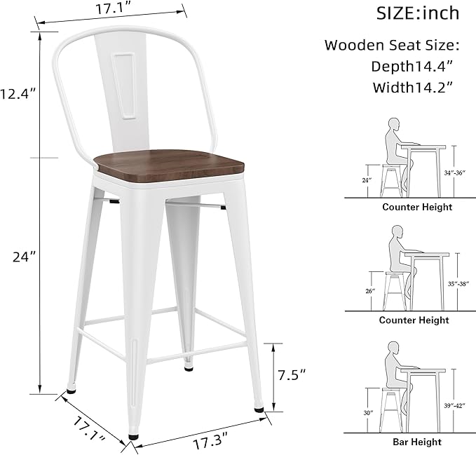 Yongqiang Metal Bar Stools Set of 4 Kitchen Island Counter Height Bar Stools - Image 2