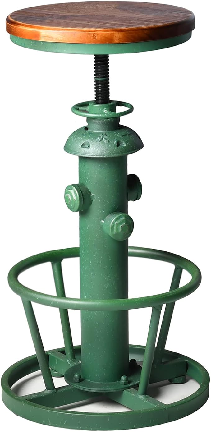 Topower Antique Industrial Round Bottom Adjustable Height Cafe Coffee Retro by Topower