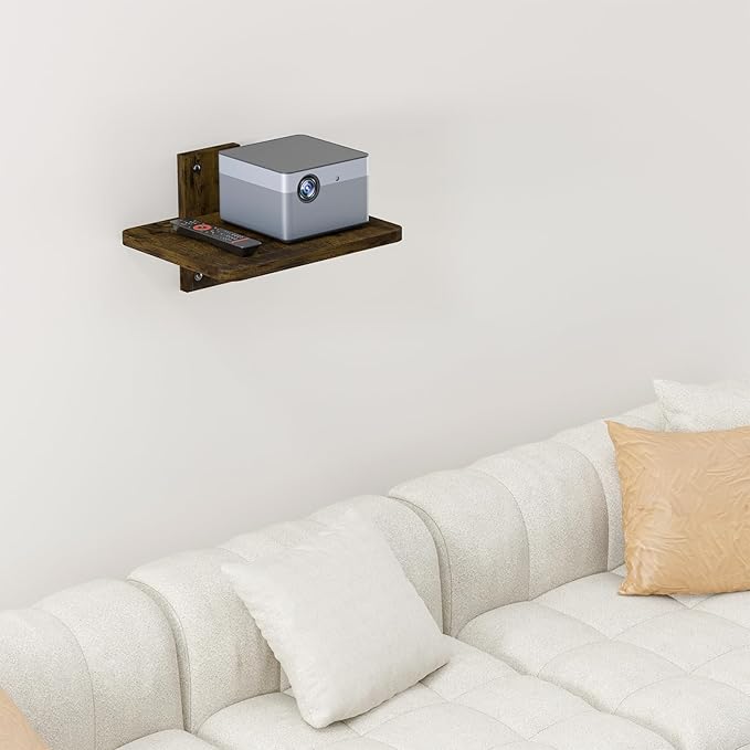 WALI Projector Wall Mount Shelf, Holds Up to 22lbs, Wooden Floating TV Stand - Image 7