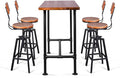 5 Pieces Industrial Dining Table Set Rustic Rectangular High Pub Table by BOKKOLIK