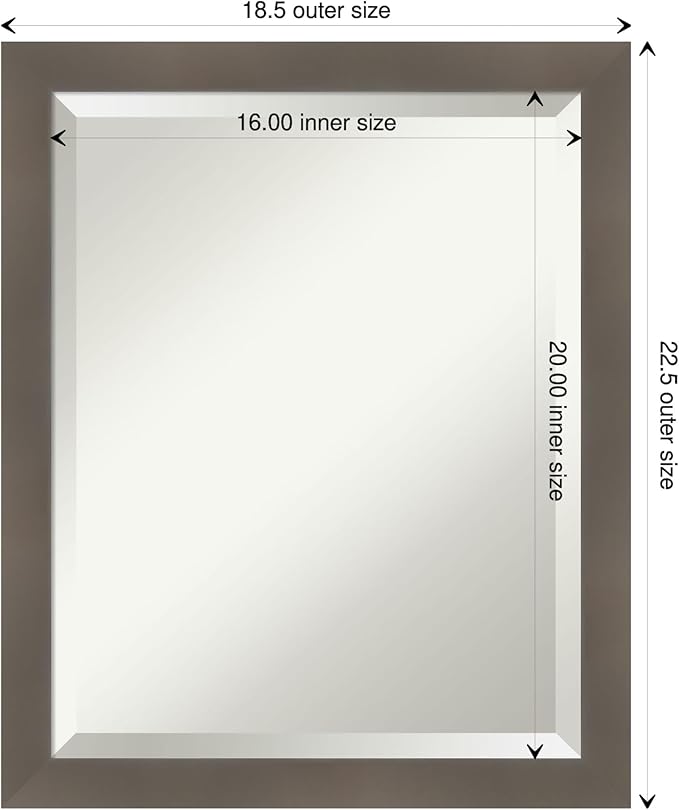 Amanti Art Grey Wall Mirror 23x19 Edwin Clay Grey Rectangle Bathroom Mirror - Image 4