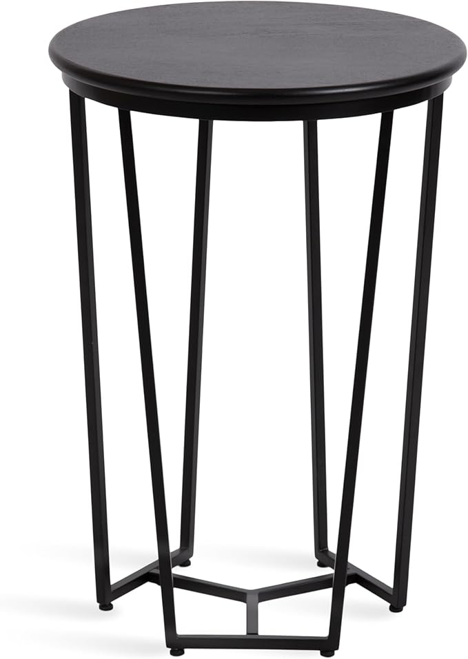 Kate and Laurel Solvay Round Metal and Wood Side Table; 16 x 16 x 24; Black; by KateandLaurel