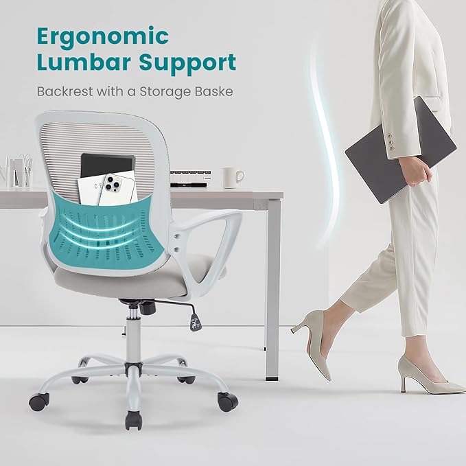Office Chair, Mid Back Computer Ergonomic Mesh Desk - Image 8