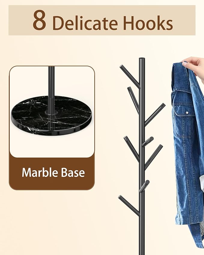 EZIVIEZ Modern Coat Rack Stand, Metal Freestanding Coat Rack - Image 2
