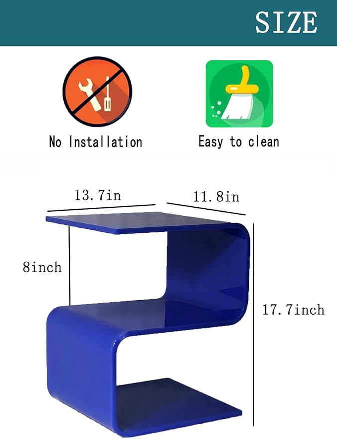 Acrylic Side Table, 17.7" H S-Shaped end Table - Image 3