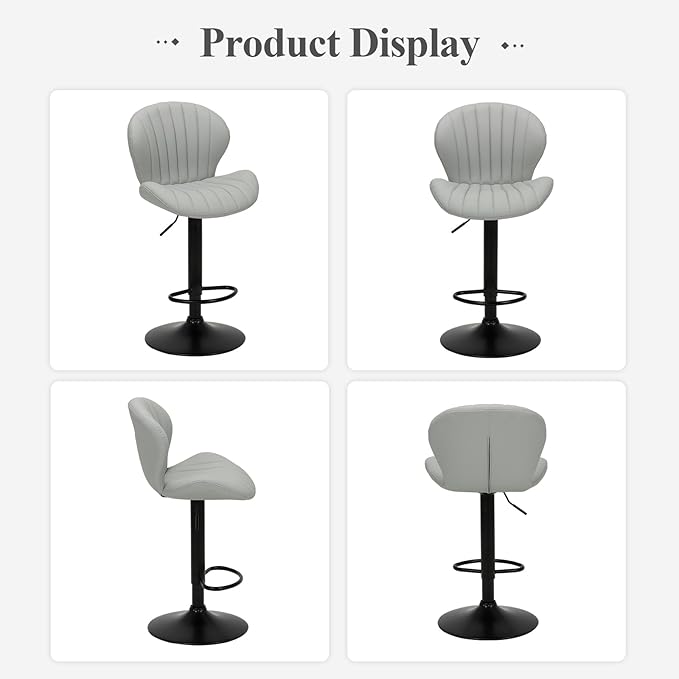 COLAMY Bar Stools Set of 4, Modern Swivel Bar Chairs, Adjustable Faux Leather - Image 7