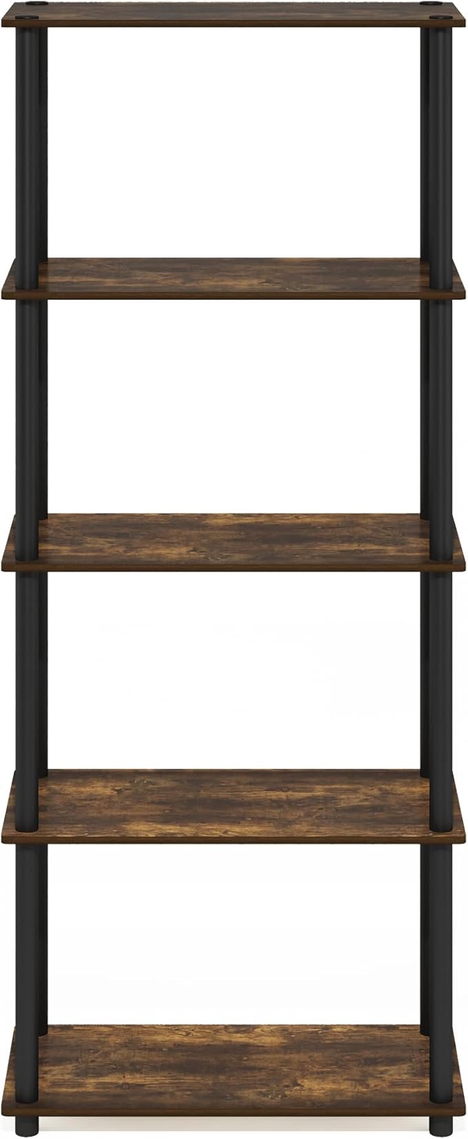 Furinno Turn-N-Tube 5-Tier Multipurpose Shelf Display Rack, Amber Pine/Black - Image 6