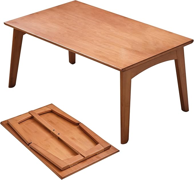 Japanese Floor Table No Assembly Required Bamboo Folding Walnut Coffee Table by JIKUGO