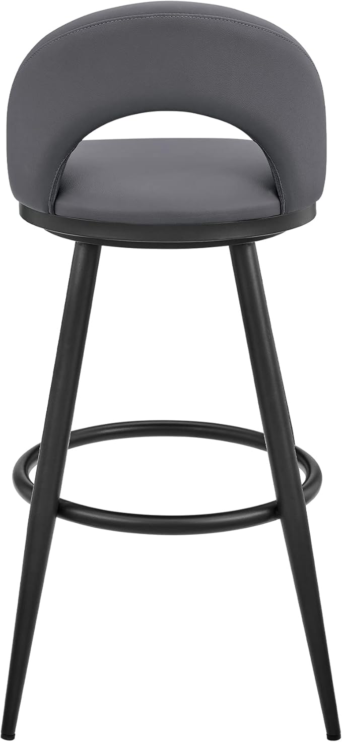 Armen Living Charlotte Swivel Bar Stool in Black Metal - Image 7
