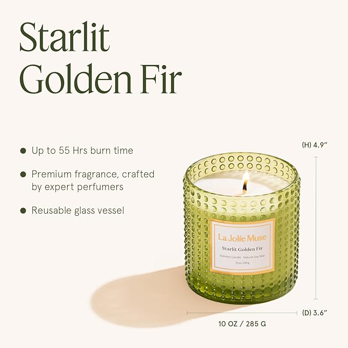 LA JOLIE MUSE Christmas Candles, Starlit Golden Fir Candle - Image 5
