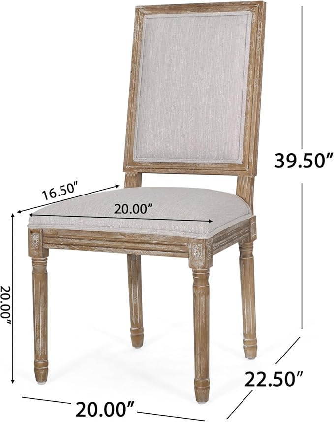 Merax Upholstered Solid Wood Dining Chairs Set of 2, French Country Style - Image 2