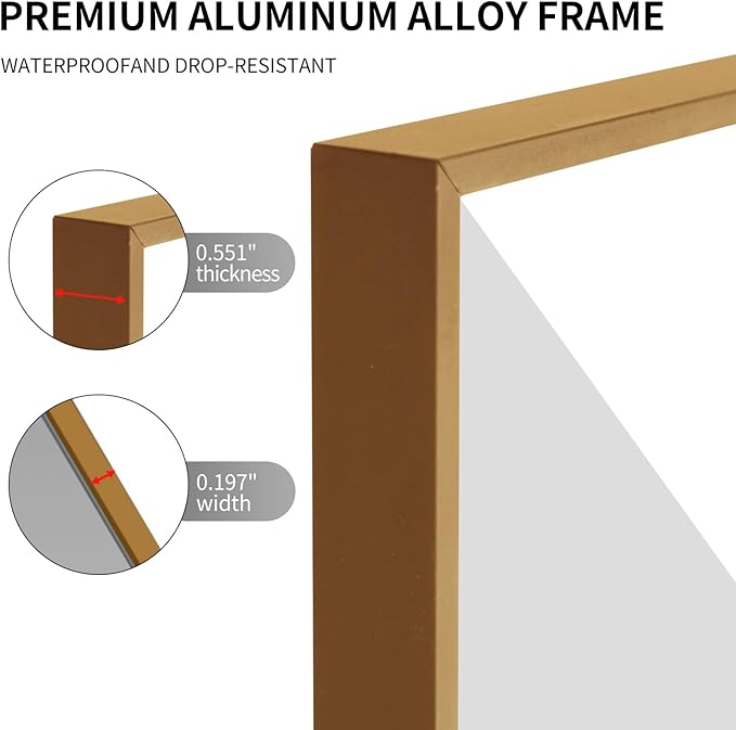 Golden Bathroom Mirror for Wall, Rectangle Mirrors - Image 4