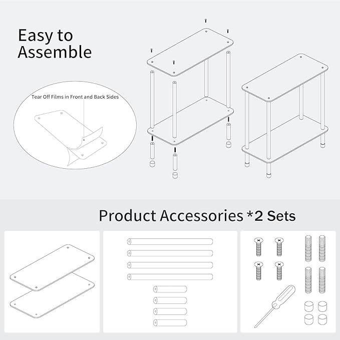 Clear Acrylic Narrow Side Table Set of 2 - Image 5