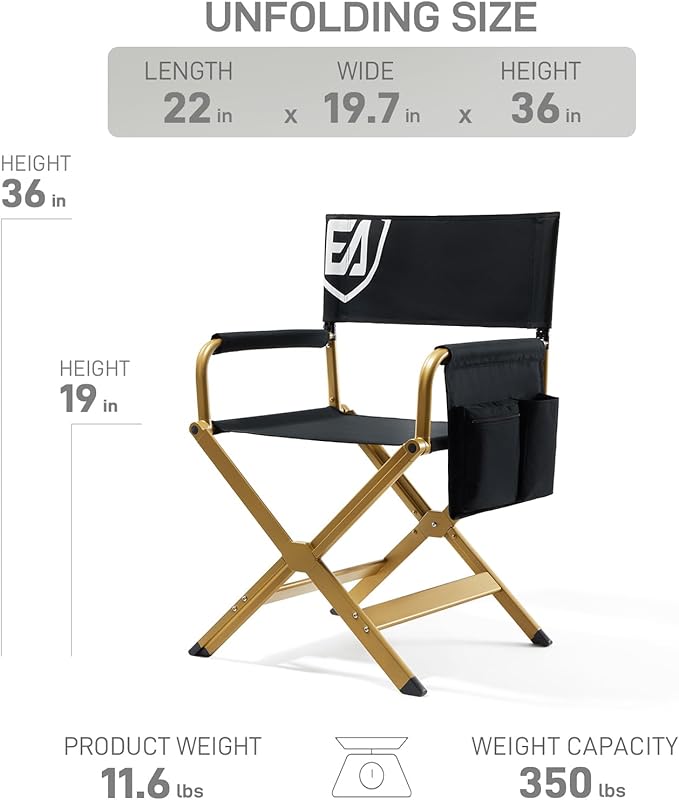 EVER ADVANCED Aluminum Directors Chair, Folding Studio Movie Chairs Camping - Image 3