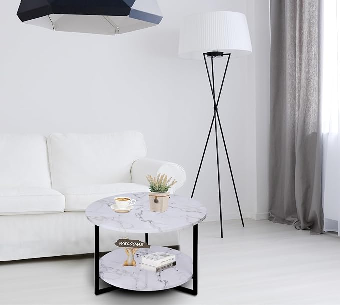 Modern Coffee Table, Faux Marble Tables, Small Round Coffee Tables - Image 4