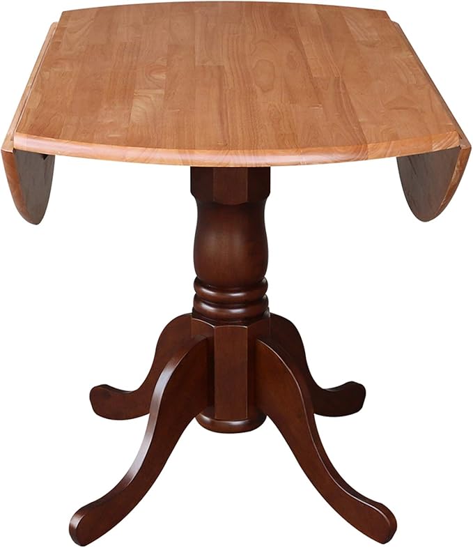 International Concepts Round Dual Drop Leaf Ped Table, Cinnamon/Espresso - Image 6