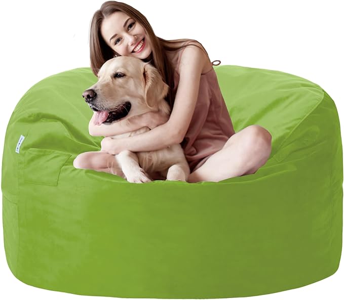 3FT Bean Bag Chair with Ultra Soft Velvet Cover Bean Bag Sofa with Memory Foam by Unknown