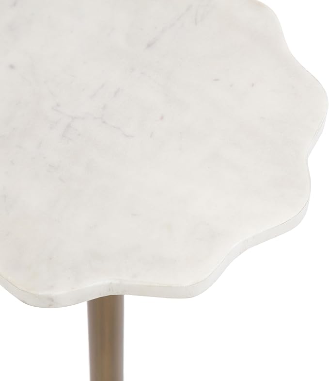 Kate and Laurel Sanzo Modern Pedestal Drink Table, Antique Brass and White - Image 8