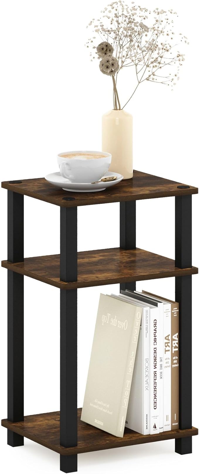 Furinno Just 3-Tier Turn-N-Tube End Table/Night Stand/Bedside Table, Amber by Furinno-FitsYourSpaceFitsYourBudget