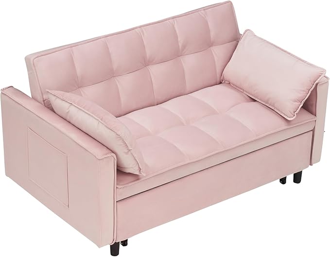 Ball & Cast 3 in 1 Convertible Sleeper Sofa Bed, Velvet Futon Couch - Image 8