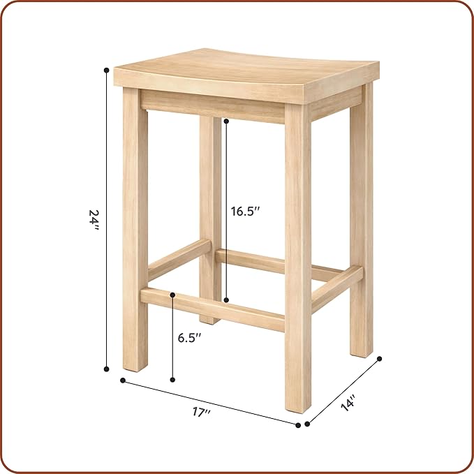 Grain & Grove Smith Collection Set of 4 Solid Wood Counter Height Bar Stools - Image 2