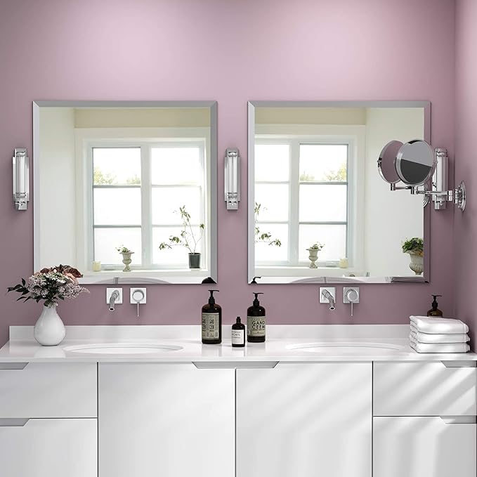 KOHROS Vanity Mirror Frameless Square Mirror, Tempered Glass, Hangs - Image 3