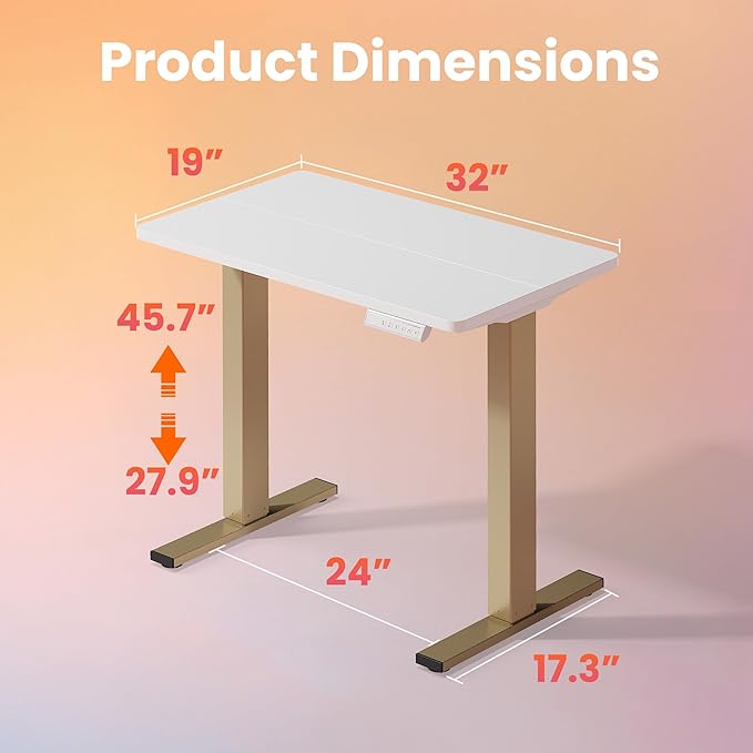 HUANUO 32" Small Electric Standing Desk Adjustable Height, 4 Memory Height - Image 2