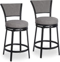 Bar Stools Set of 2, 25 Inch Metal Counter Height Bar Chairs, Modern Faux by FLYZC