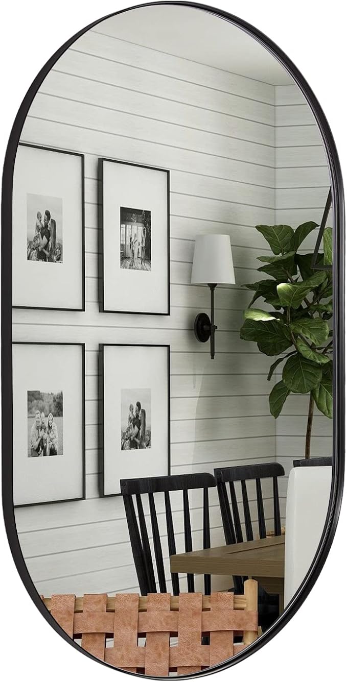 ANDY STAR Oval Mirrors for Bathroom, 24x40’’ Black Vanity Mirror, 1’’ Deep by ANDYSTAR