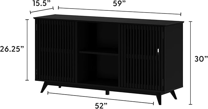 Plank+Beam Mid-Century Modern Wood TV Stand, Solid Wood Entertainment Console - Image 2