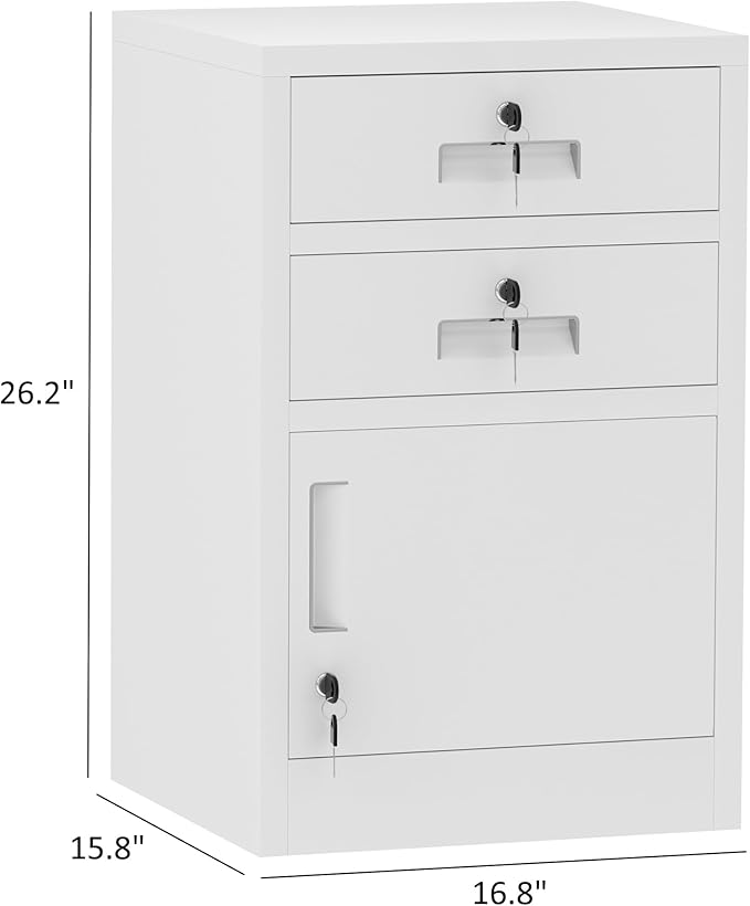 Metal Storage Cabinet with Locking Door and 2 Lockable Drawers - Image 3