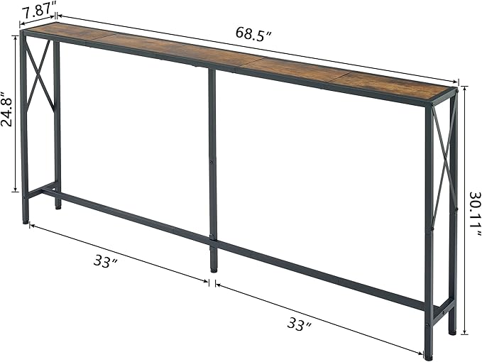 Console Table, 70” Narrow Sofa Table, Entryway Table, Industrial Sofa Table - Image 3