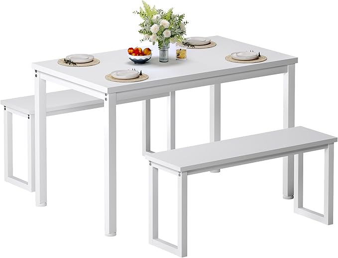 Soges Industrial Style White Dining Table Set by soges