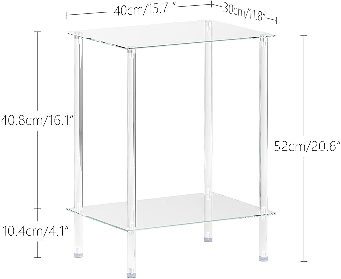 empered Glass Side Tables Set of 2 Acrylic End Table - Image 3