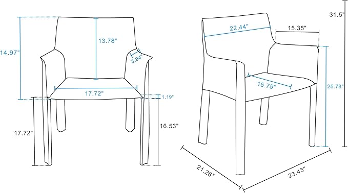 Manhattan Comfort Vogue Modern Faux Leather Dining Chairs, Metal Frame - Image 3