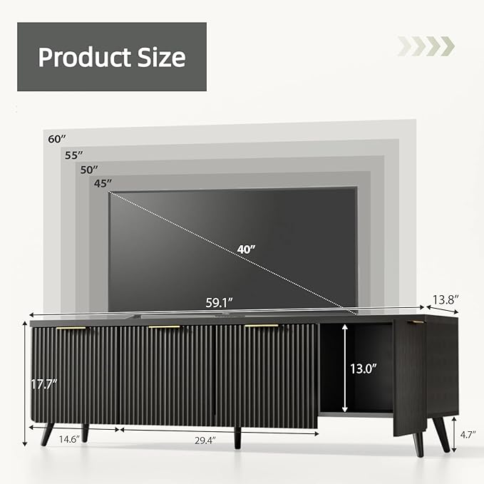 TV Stand for Up to 60" TVs, Modern Entertainment Center - Image 2