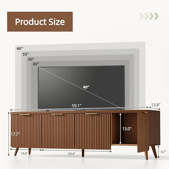 TV Stand for Up to 60" TVs, Modern Entertainment Center - Image 2