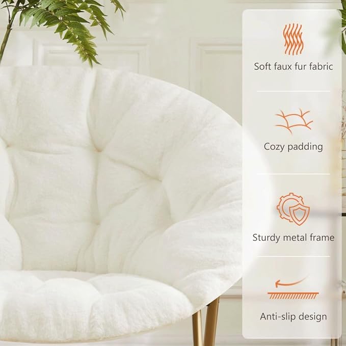 Comfortable Cozy Faux Fur Disc Chair Foldable Feature - Image 5