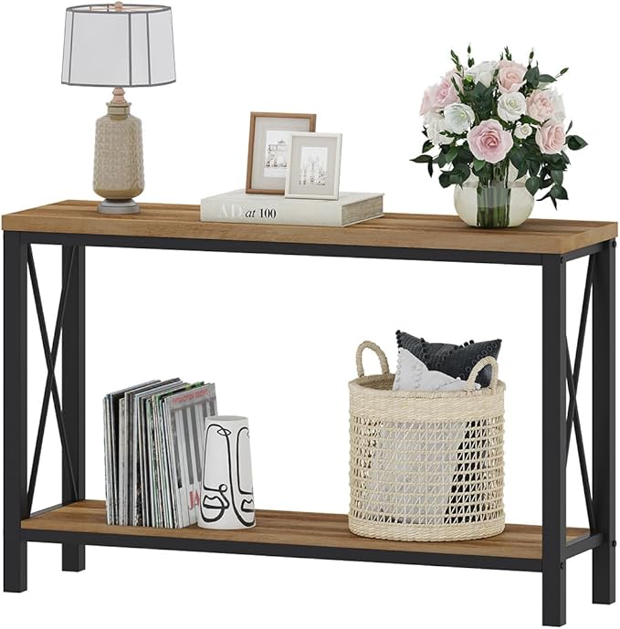 BON AUGURE Farmhouse Entryway Table, Sofa Console Table Behind Couch - Image 9