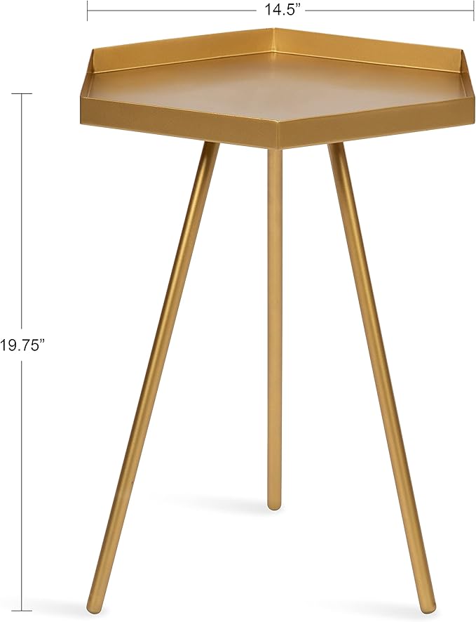 Kate and Laurel Kashvi Modern Side Table 17 x 15 x 20; Gold Decorative Glam - Image 3