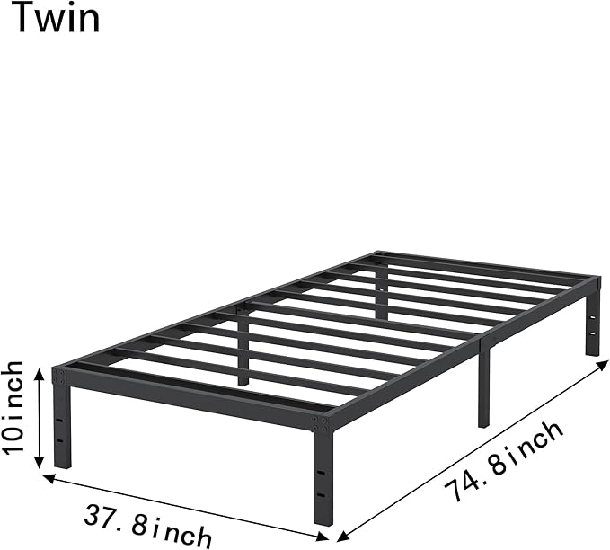 10 Inch Twin Bed Frames, Platform Metal Bed Frame Twin Size Heavy Duty Steel - Image 3