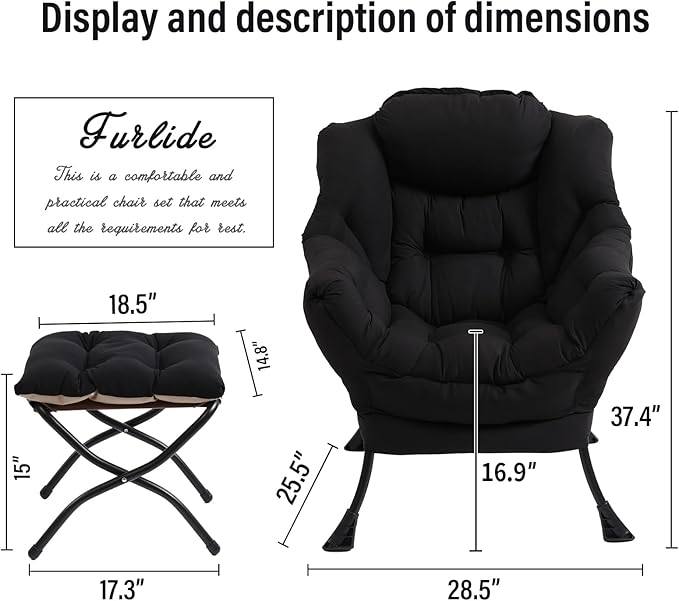 Modern Lazy Chair with Folding Footrest, Lounge Accent & Comfortable Reading - Image 3