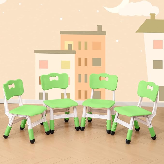 4 Piece Kids Chair Set 3 Levels Adjustable Stackable Kids Chairs Ideal by WHY+TOYS