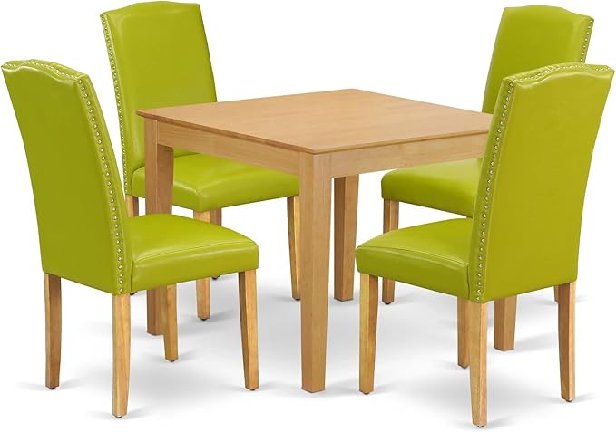 East West Furniture OXEN5-OAK-51 5 Piece Dining Set Includes a Square Dining by EastWestFurniture