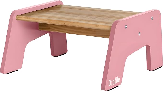 1-Step Wooden Step Stool for Toddlers | Kids Step Stool for Bathroom Sink by Ocodile