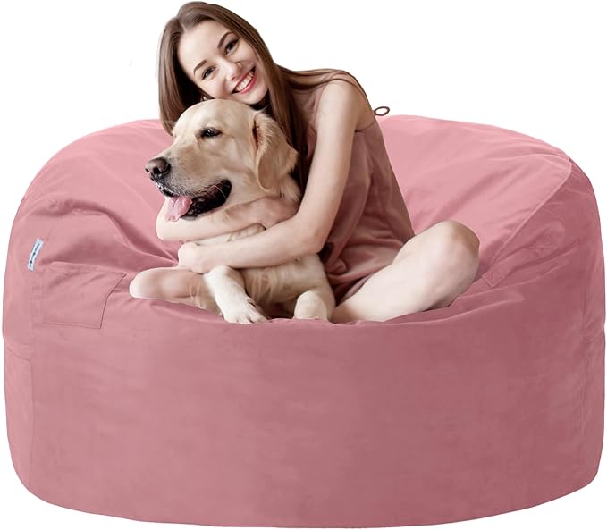 3FT Bean Bag Chair with Ultra Soft Velvet Cover Bean Bag Sofa with Memory Foam by Unknown