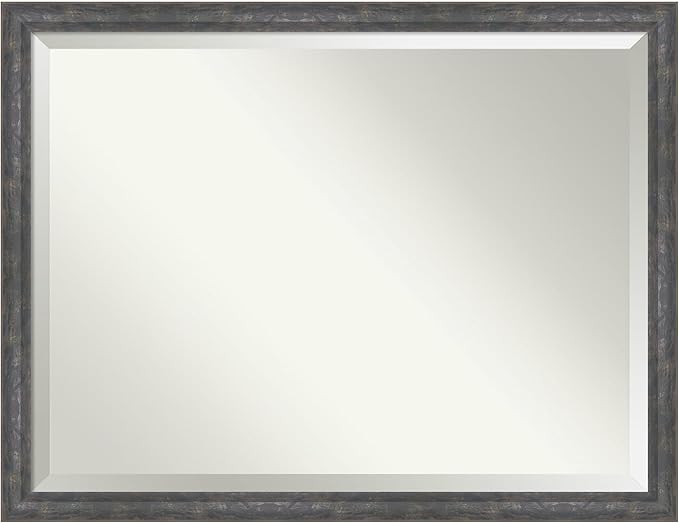 Amanti Art Grey Wall Mirror 33x43 Angled Metallic Rainbow Rectangle Bathroom by AmantiArt