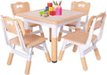 FUNLIO Kids Table and 4 Chairs Set, Height Adjustable Toddler Table and Chair by FUNLIO